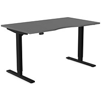 Zoom Sit-Stand Desk with Double Purpose Scallop, Black Leg, 1400mm, Graphite Top