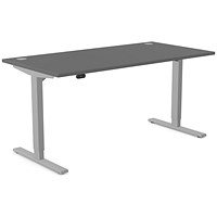 Zoom Sit-Stand Desk with Portals, Silver Leg, 1600mm, Graphite Top