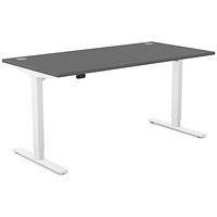 Zoom Sit-Stand Desk with Portals, White Leg, 1600mm, Graphite Top