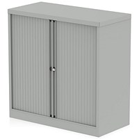 Qube by Bisley Low Tambour Unit, Supplied Empty, 1000x470x1000mm, Goose Grey