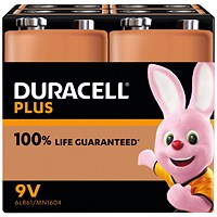 Duracell Plus 9V Alkaline Batteries, Pack of 4
