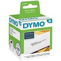 Dymo 99010 LabelWriter Standard Thermal Address Labels, Black on White, 28mmx89mm, 260 Labels Per Roll