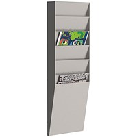 Fast Paper Wall-Mounted Document Panel, 6 x A4 Pockets, Grey