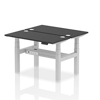 Air 2 Person Sit-Standing Bench Desk, Back to Back, 2 x 1200mm (600mm Deep), Silver Frame, Black