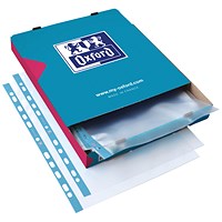 Oxford A4 Punched Pockets, 75 Micron, Top Opening, Pack of 100