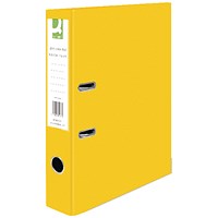 Q-Connect Foolscap Recycled Lever Arch Files, 70mm Spine, Yellow, Pack of 10