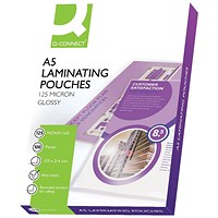 Q-Connect A5 Laminating Pouches, 250 Microns, Glossy, Pack of 100