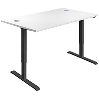 Jemini Economy Sit-Stand Desk, Black Leg, 1400mm, White Top