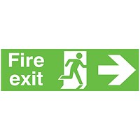 Safety Sign Niteglo Fire Exit Running Man Arrow Right, 150x450mm, PVC Safety Sign Niteglo Fire Exit Running Man Arrow Right, 150x450mm, PVC