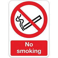 Safety No Smoking Sign, A5, PVC Safety No Smoking Sign, A5, PVC