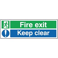 Safety Sign Fire Exit Keep Clear, 150x450mm, Self Adhesive Safety Sign Fire Exit Keep Clear, 150x450mm, Self Adhesive