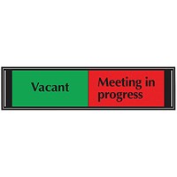 Vacant/Meeting In Progress Self Adhesive Sliding Sign, 225x52mm, Black on Red and Green Vacant/Meeting In Progress Self Adhesive Sliding Sign, 225x52mm, Black on Red and Green