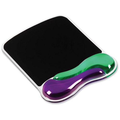 Kensington Duo Mouse Mat Pad With Wrist Rest Gel Wave Green And Purple 5374