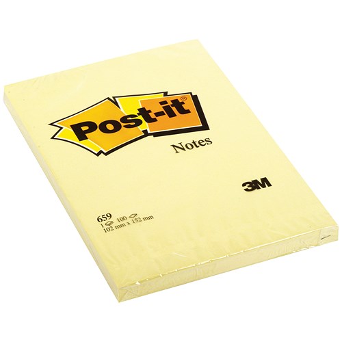 Post-it Notes Large Plain Pad of 100 Sheets 102x152mm Canary Yellow ...