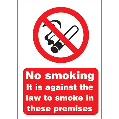 No Smoking Sign 210x297mm (A4) White Self-adhesive Vinyl