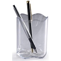 Durable Trend Pen Pot Pencil Holder Desk Tidy Transparent Organizer Cup, Clear