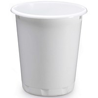 Durable Plastic Recycling Waste Paper Bin, 13 Litres, White