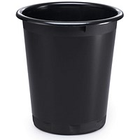 Durable Plastic Recycling Waste Paper Bin, 13 Litres, Black