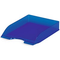 Durable Translucent Stackable Letter Tray Document Paper File, A4+, Clear Blue