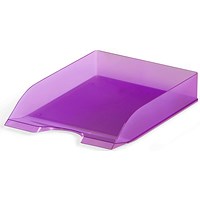 Durable Translucent Stackable Letter Tray Document Paper File, A4+, Clear Purple