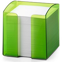 Durable Trend Note Box Transparent Cube and 800 Sheet Memo Pad, Green