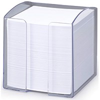 Durable Trend Note Box Transparent Cube and 800 Sheet Memo Pad, Clear