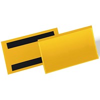 Durable Magnetic Ticket Holder Document Pockets, 150 x 67mm, Yellow, Pack of 50