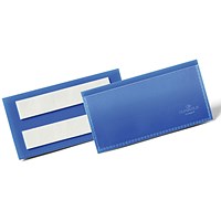 Durable Adhesive Ticket Holder Document Pockets, 100 x 38mm, Blue, Pack of 50