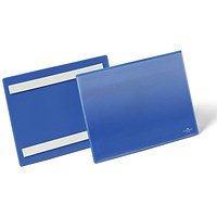 Durable Adhesive Ticket Holder Label Pouch Document Pockets, A5, Blue, Pack of 50