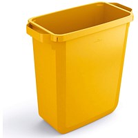 Durable Durabin Rectangular Food Safe Waste Recycling Bin, 60 Litre, Yellow