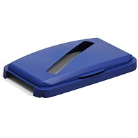 Durable Durabin Hinged Bin Lid with Slot Cut-Out For Easy Recycling, 60 Litre, Blue