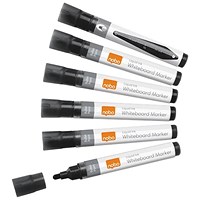 Nobo Liquid Ink Whiteboard Pens, Bullet Tip, Black, Pack of 10