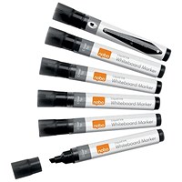 Nobo Liquid Ink Whiteboard Pens, Chisel Tip, Black, Pack of 10