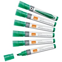 Nobo Liquid Ink Whiteboard Pens, Chisel Tip, Green, Pack of 10