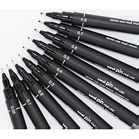 uni PIN05-200(S) Pigment Ink Fine Line Pen 0.5mm Tip Black (Pack 12) -