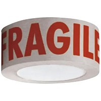 Self-Adhesive Paper Tape Printed Fragile in Red 50mm x 50m (Pack 6) - SAP5050FR