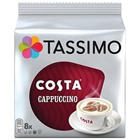 Tassimo Costa Cappuccino Coffee Capsules, 8 Capsules