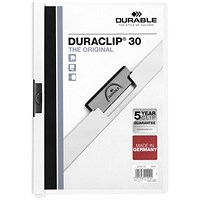 Durable A4 Duraclip Folders, 3mm Spine, White, Pack of 25