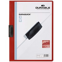 Durable A4 Duraquick Clip Folders, 2mm Spine, Red, Pack of 20