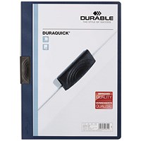 Durable A4 Duraquick Clip Folders, 2mm Spine, Dark Blue, Pack of 20