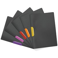 Durable A4 Duraswing Color Clip Folders, 3mm Spine, Assorted, Pack of 5