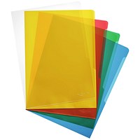 Durable A4 Transparent Cut Flush Folders, Assorted, Pack of 100