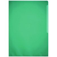 Durable A4 Clear Plastic Cut Flush Document Wallet Folders, Green, Pack of 100