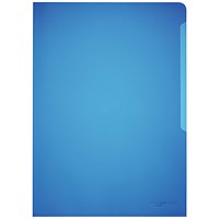 Durable A4 Clear Plastic Cut Flush Document Wallet Folders, Blue, Pack of 100