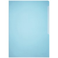 Durable A4 Clear Plastic Cut Flush Document Wallet Folder, Blue, Pack of 50