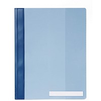 Durable A4+ Clear View Folder with Labelling Window, Blue, Pack of 25