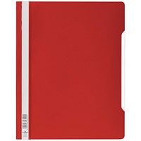 Durable A4+ Clear View Folder, Red, Pack of 50