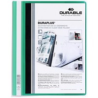 Durable DuraPlus A4+ Project Folder Document Report File, Green, Pack of 25