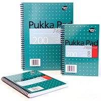 Pukka Pad Metallic Jotta Squared Wirebound Notepad, A4, 5mm Squared, 200 Pages, Green, Pack of 3