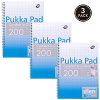 Pukka Pad Irlen Jotta Wirebound Notebook, A4, Ruled With Margin, 200 Pages, Blue, Pack of 3